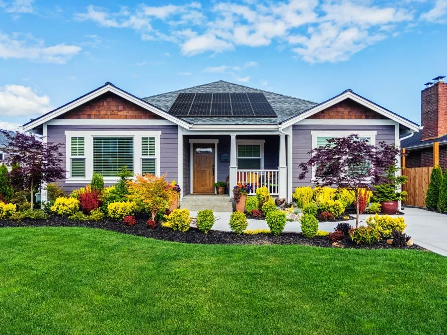 Modern home with solar panels on the roof in Edina, MN