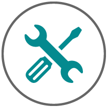 Icon of crossed wrench and screwdriver for service and maintenance