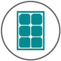 Icon of a solar panel for product warranty