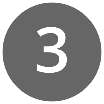 Icon displaying a large number 3 in the center of a grey circle.