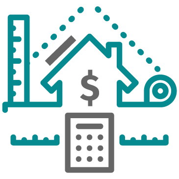 Installation timeline icon with house and financial planning symbols