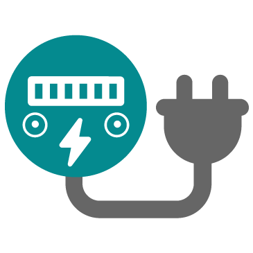 Utility connection icon with electric meter and plug