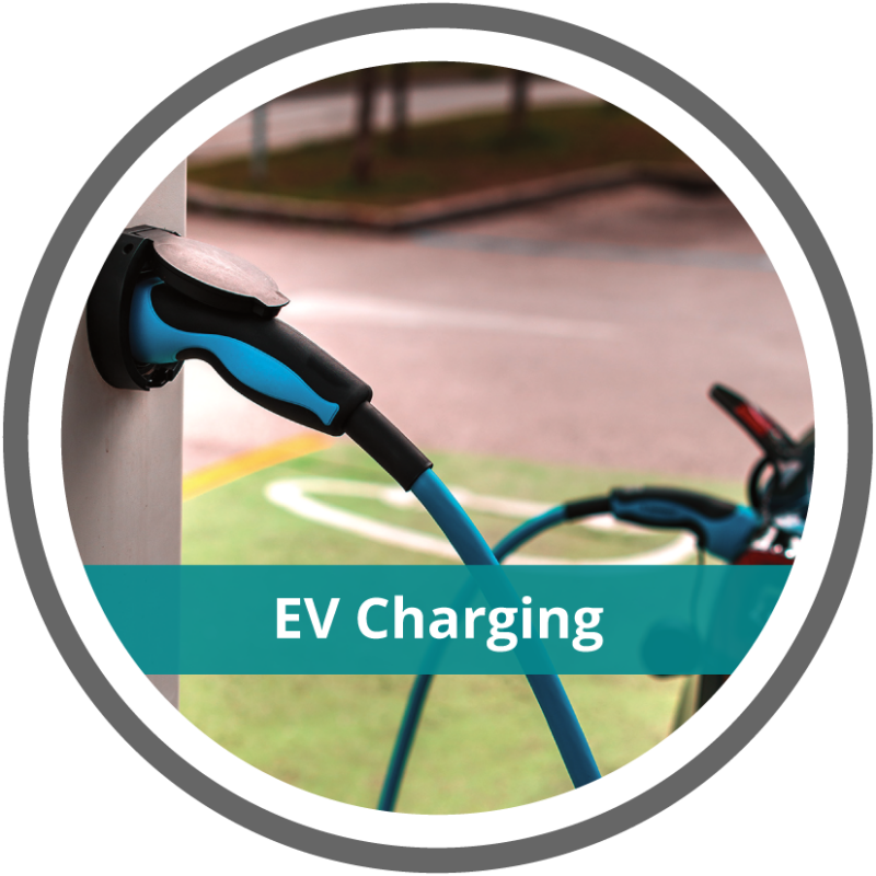 EV charging station with a connected electric vehicle, illustrating Wolf River Electric's eco-friendly transportation and charging solutions.