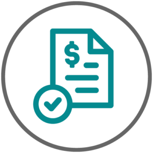 Icon of a financial document with a check mark representing Property Assessed Clean Energy (PACE)