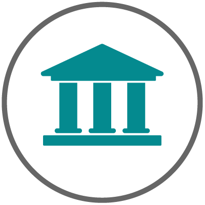 Icon of a bank building representing loan