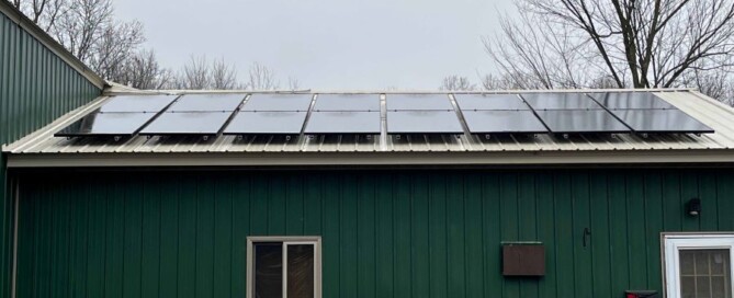 Solar panels installed on the roof of a green building in Plymouth, MN