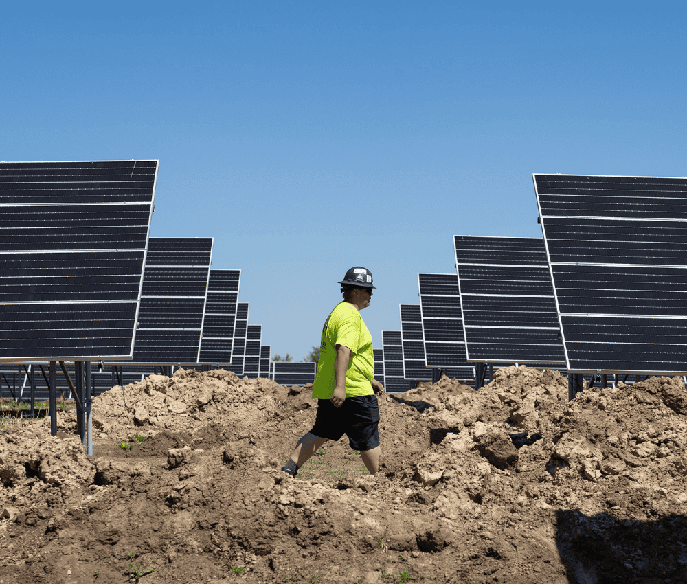 ground-mounted solar array installation