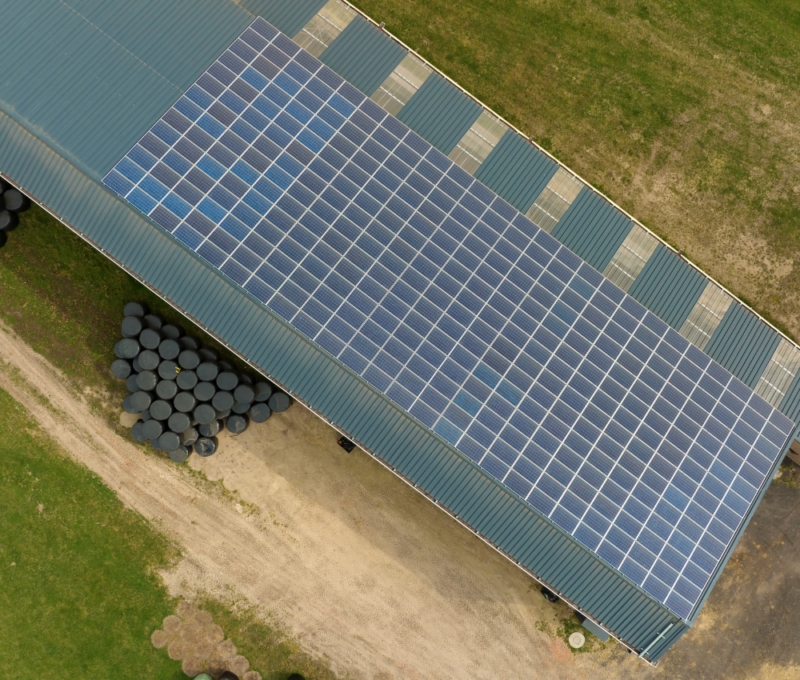 Commercial rooftop solar panel system on large agricultural building Commercial rooftop solar panel system on large agricultural building