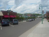 Downtown Moose Lake, Minnesota during the day.