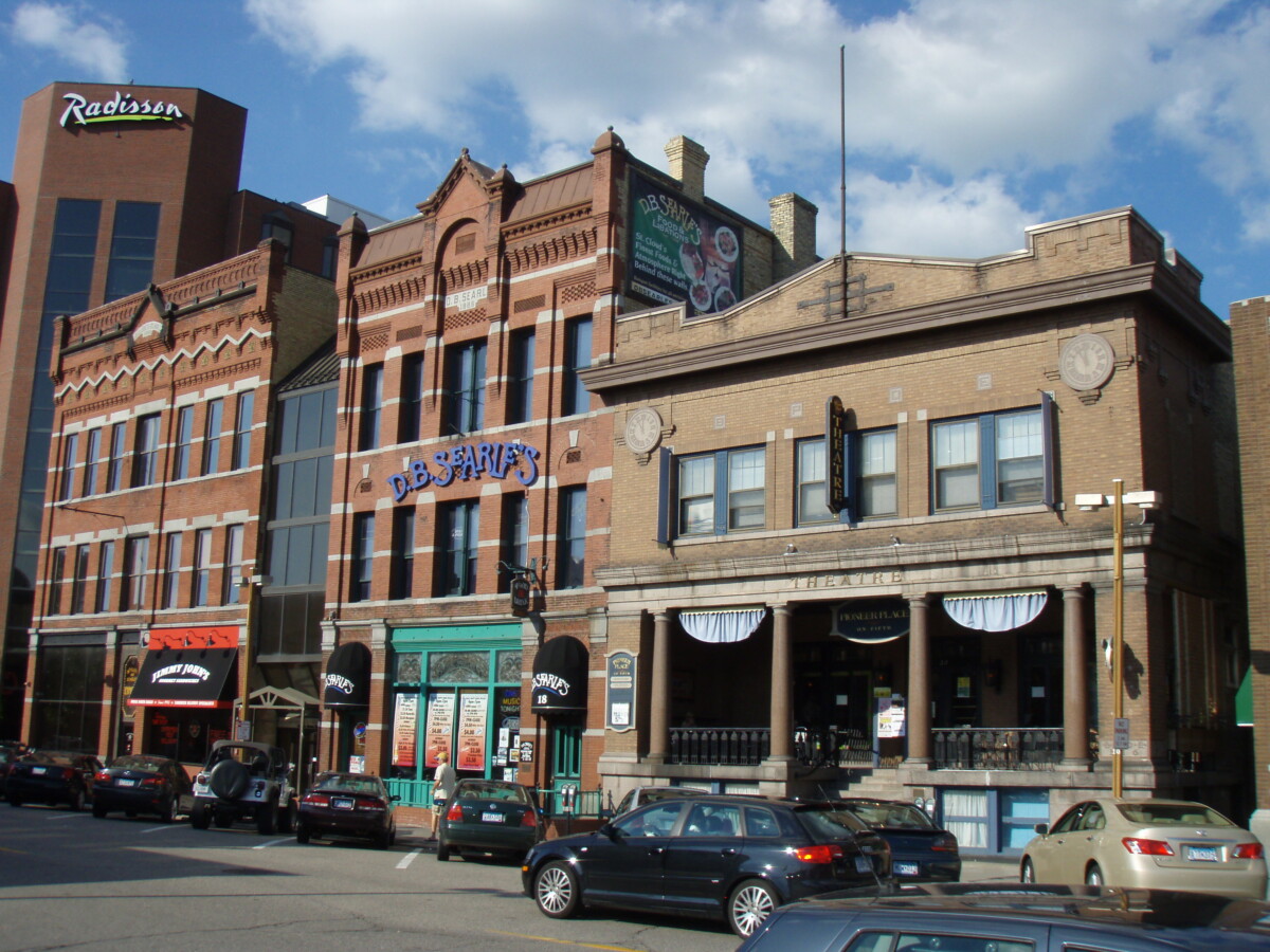 Businesses on 5th Ave in Stearns County, MN during the day. Businesses on 5th Ave in Stearns County, MN during the day.