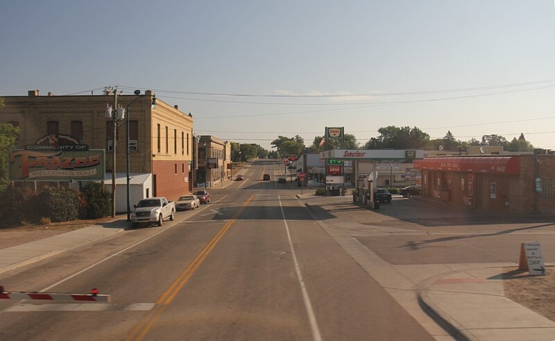 Downtown Frazee, Minnesota during the day.