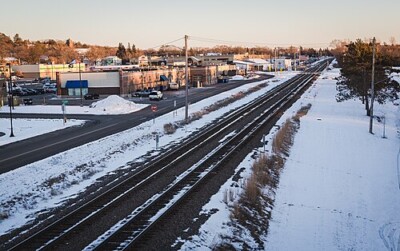 The BNSF Railroad in Sauk Rapids, Minnesota. The BNSF Railroad in Sauk Rapids, Minnesota.