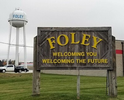 The Foley, Minnesota Welcome Sign.