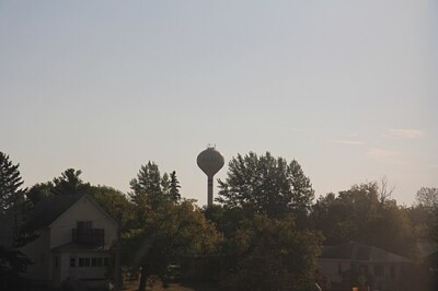 Shot of a water tower in Frazee, MN during dusk.