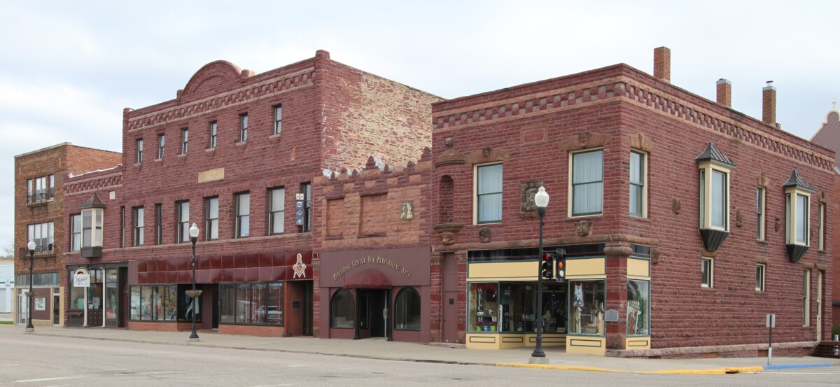 Businesses on Main St. in Pipestone, Minnesota during the day. Businesses on Main St. in Pipestone, Minnesota during the day.