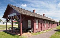 Corner shot of the Pine River Depot in Pine River, Minnesota.