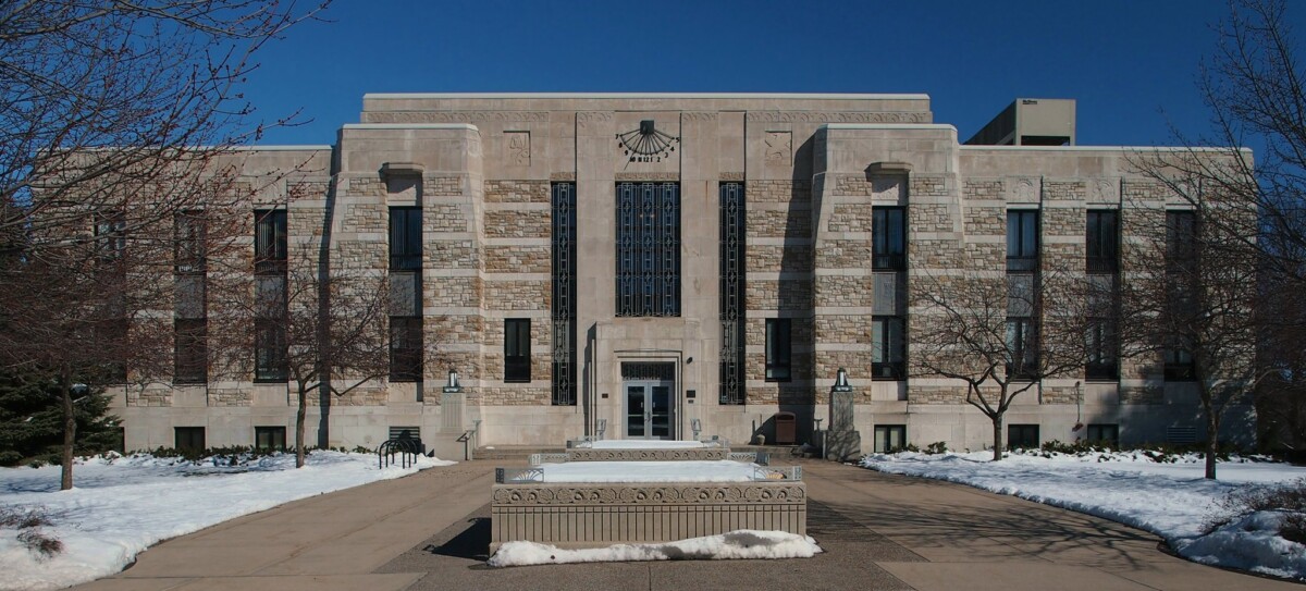 Front shot of the Rice County Courthouse with snow on the ground during the day. Front shot of the Rice County Courthouse with snow on the ground during the day.