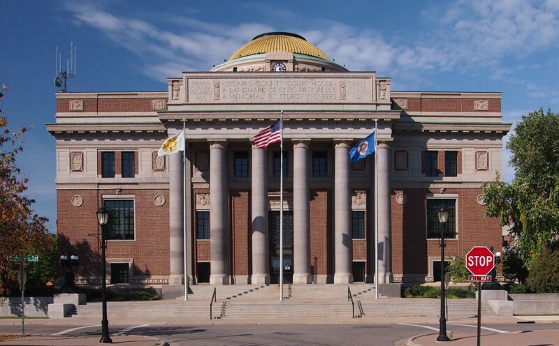 Front view of the Stearns County Courthouse during the day. Front view of the Stearns County Courthouse during the day.