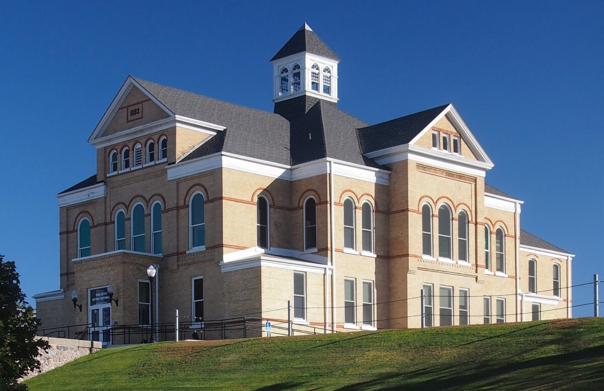 Corner shot of the Todd County Courthouse during the day. Corner shot of the Todd County Courthouse during the day.