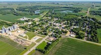 An aerial shot of Vernon Center, MN during the day.
