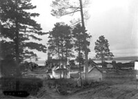 Black and white photo of a cabin in Walker, Minnesota in 1901.