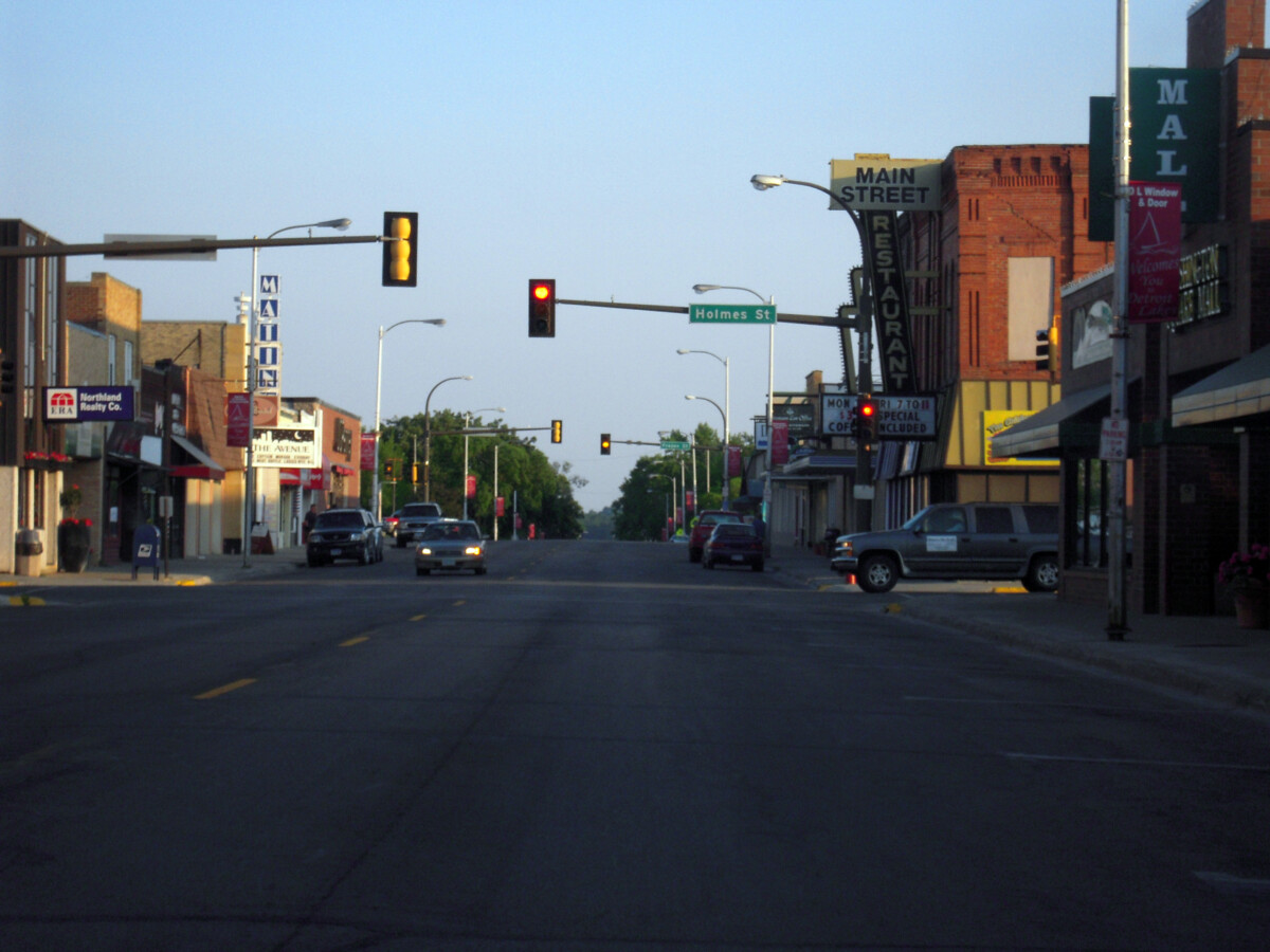 Businesses on Washington Avenue with Holmes St. visible as a cross street in Becker County, Minnesota. Businesses on Washington Avenue with Holmes St. visible as a cross street in Becker County, Minnesota.