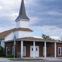 Historic white steeple church on Main Street in Callaway, Minnesota, representative small-town community landmark Historic white steeple church on Main Street in Callaway, Minnesota, representative small-town community landmark