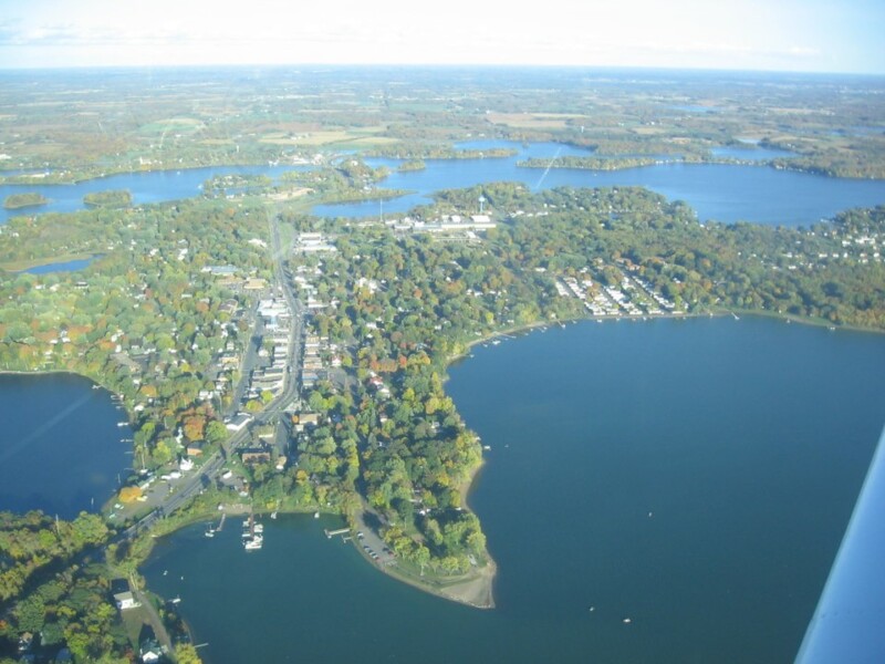 Aerial shot of Lindstrom, Minnesota.