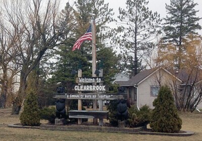 The Welcome to Clearbrook sign in Clearbrook, Minnesota.