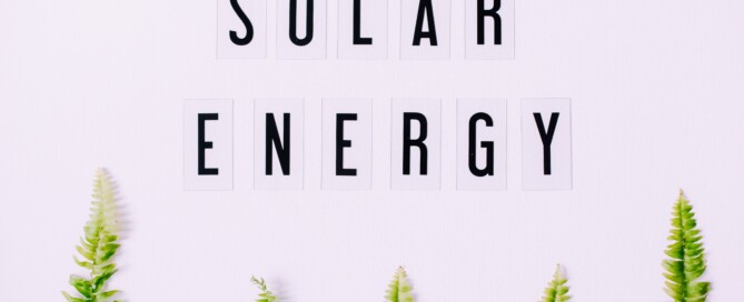 Wolf River Electric solar energy concept image with clean lettering and greenery representing renewable energy education for homeowners