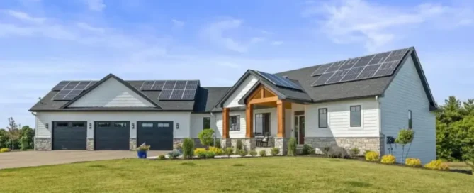 Re-roofing and solar panel installation on a residential home in Wisconsin by Wolf River Electric