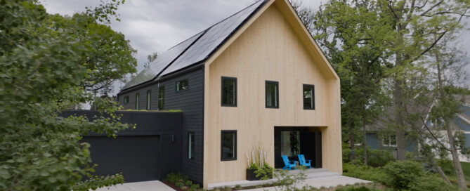 Residential solar panel installation on a modern Midwest home by Wolf River Electric