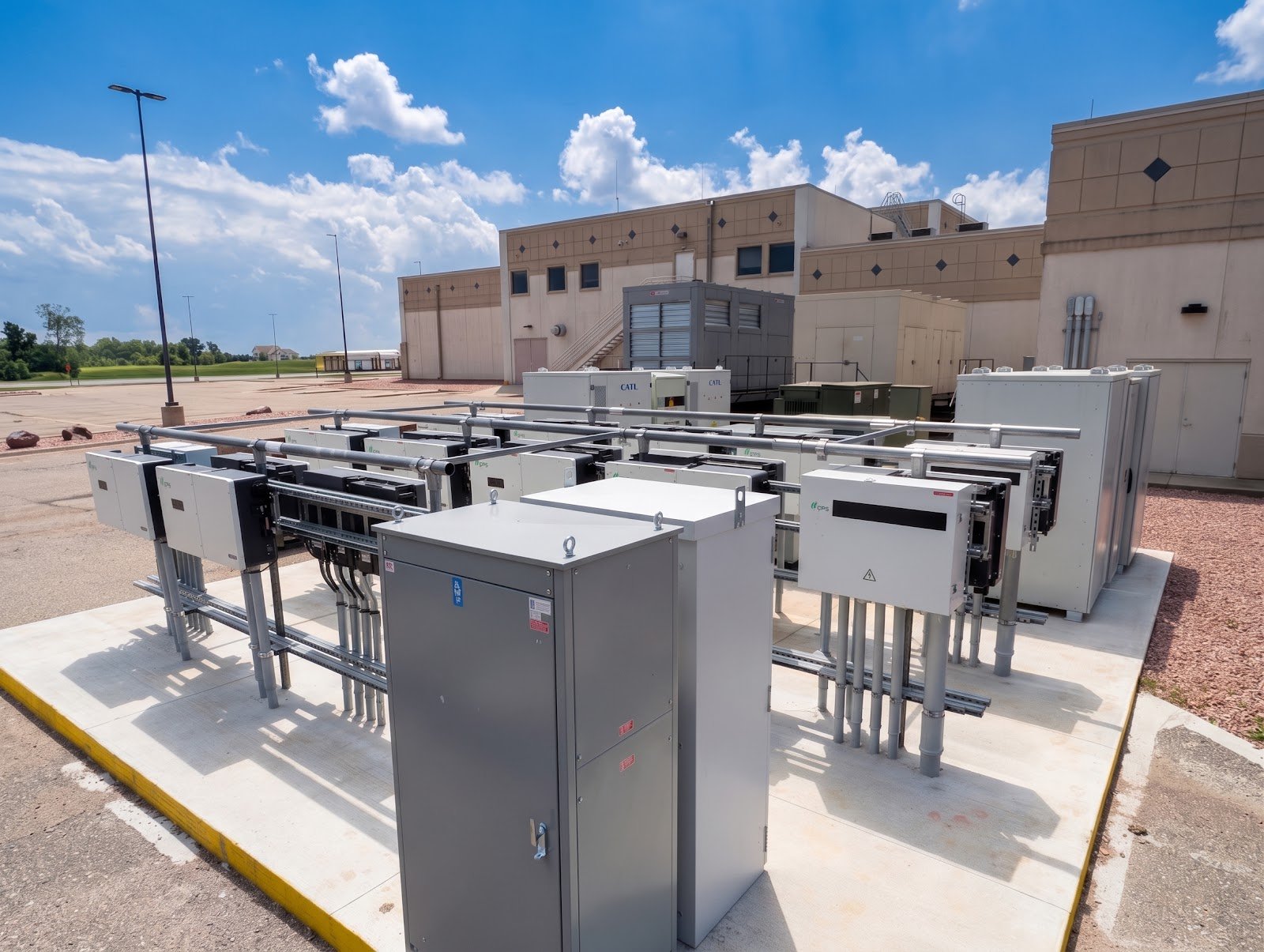 Commercial battery cabinets, installed by Wolf River Electric