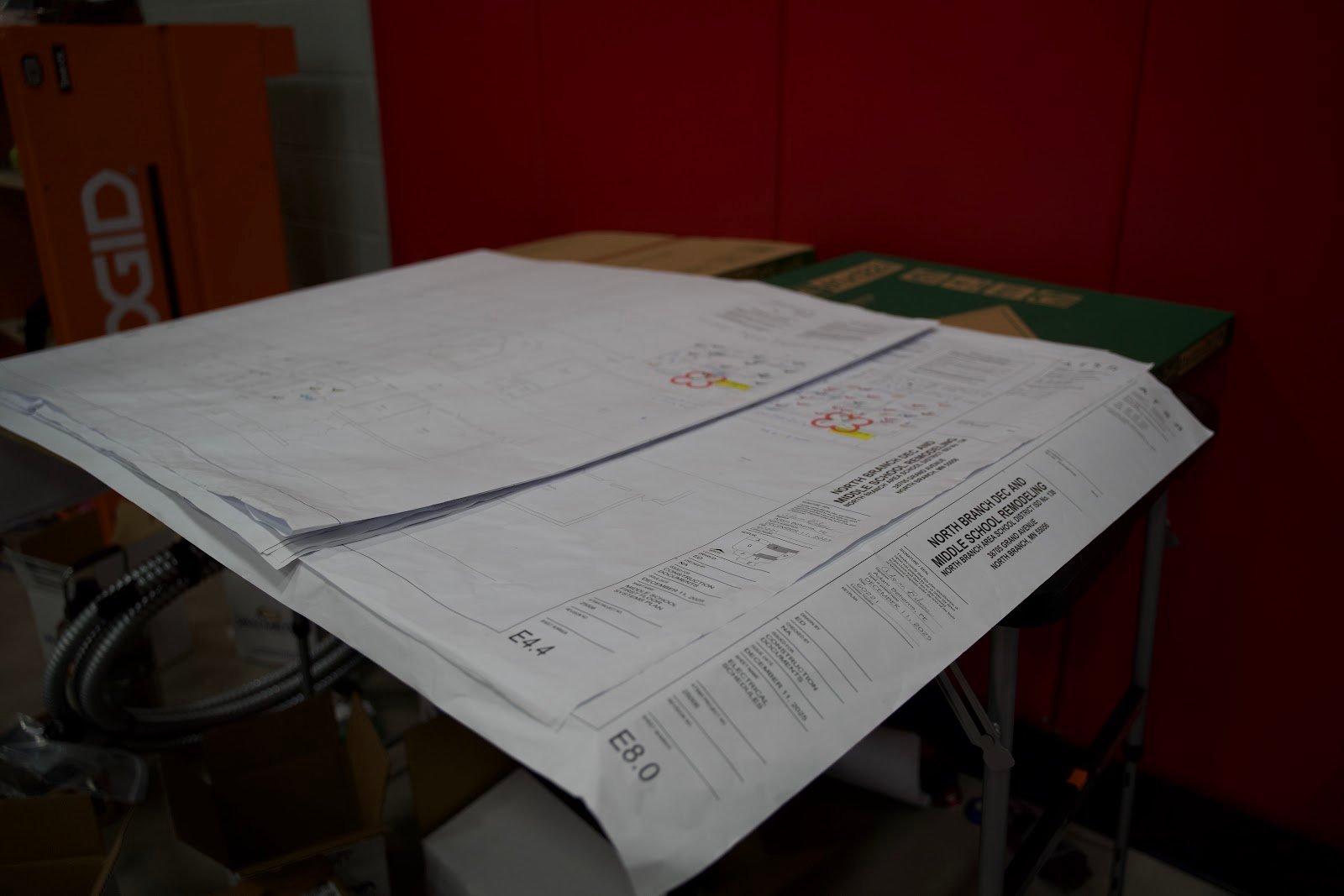 Electrical plans on table, Wolf River Electric electrical work