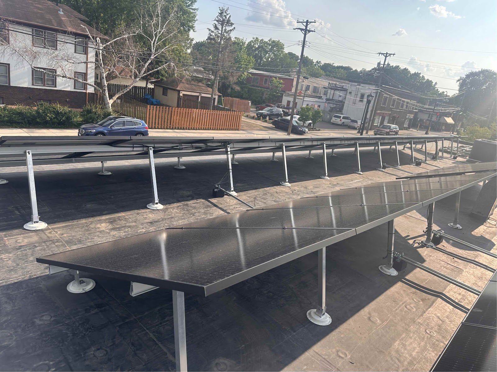 Elevated solar array, installed by Wolf River Electric