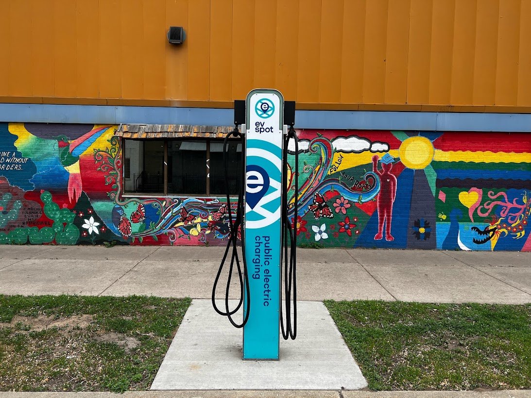 EV charger mural, installed by Wolf River Electric