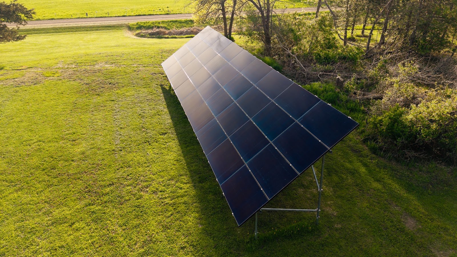 Ground-mount solar array side, installed by Wolf River Electric