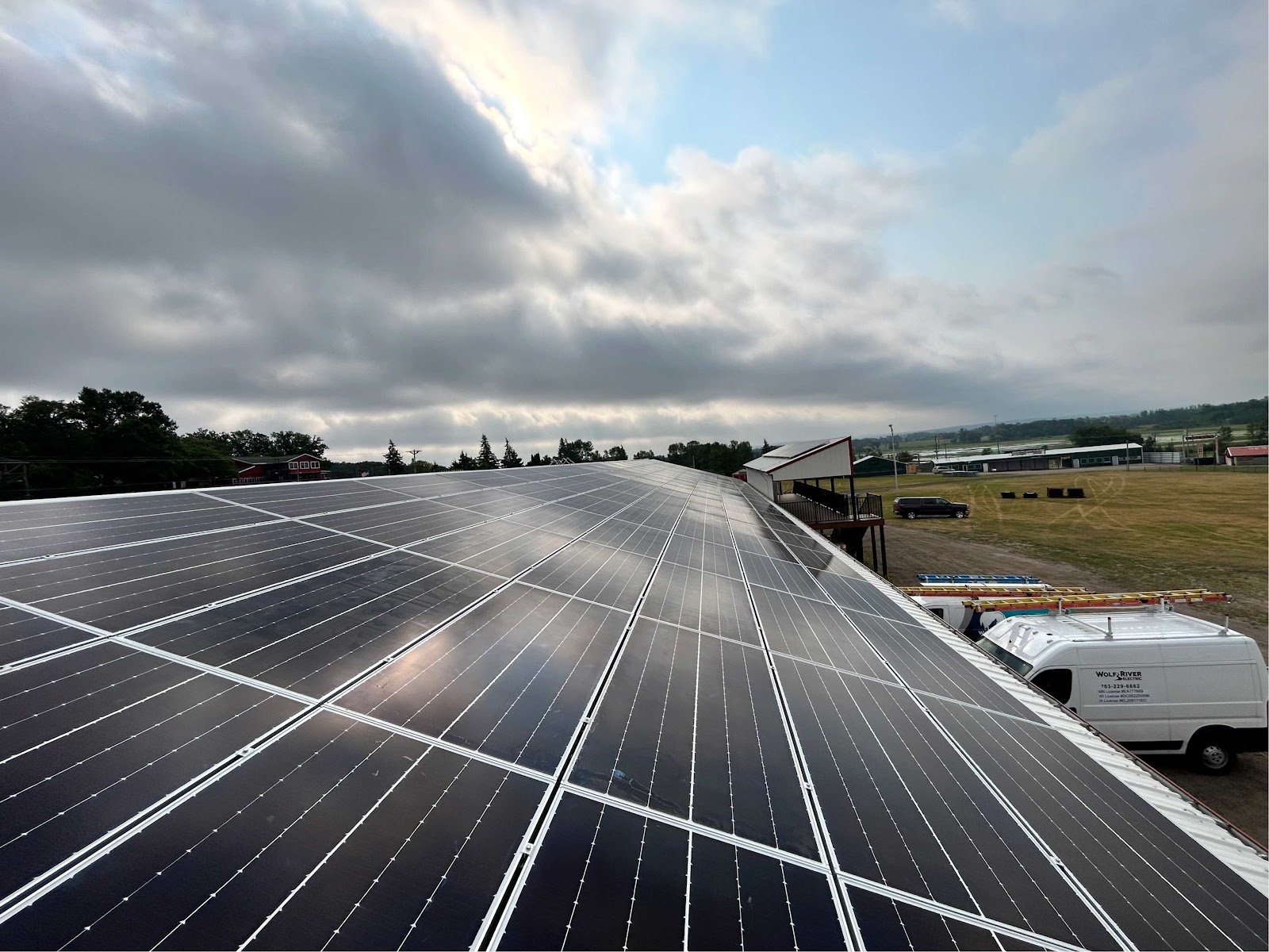 Metal roof solar array, installed by Wolf River Electric