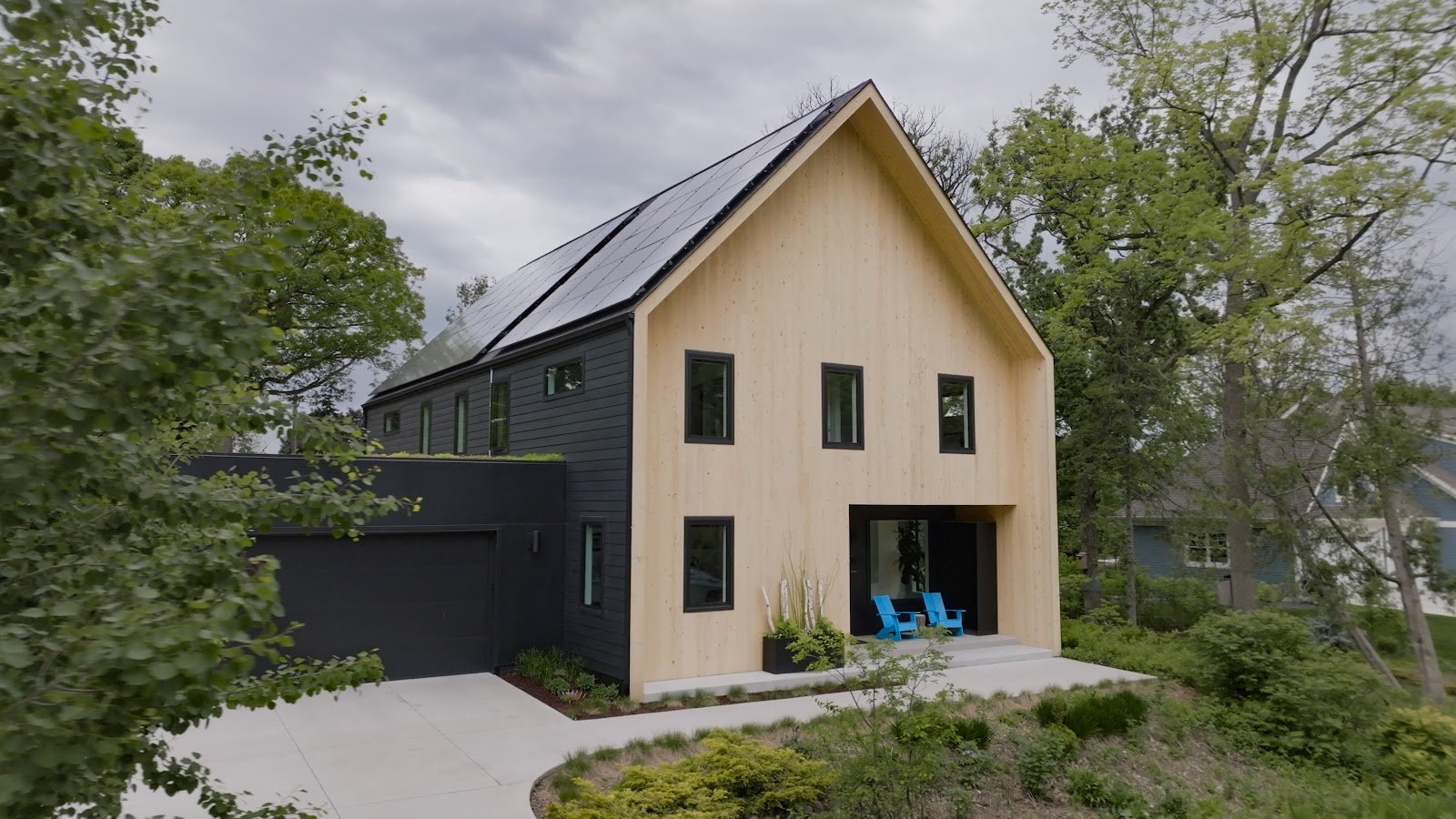 Modern farmhouse solar panels, installed by Wolf River Electric