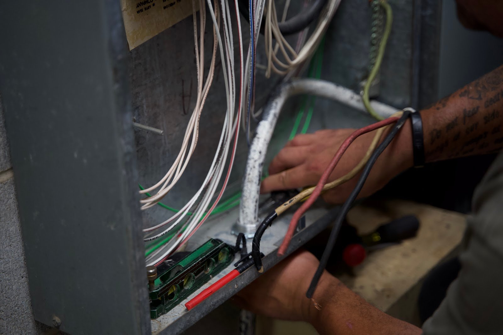 Panel wiring close-up, Wolf River Electric electrical work