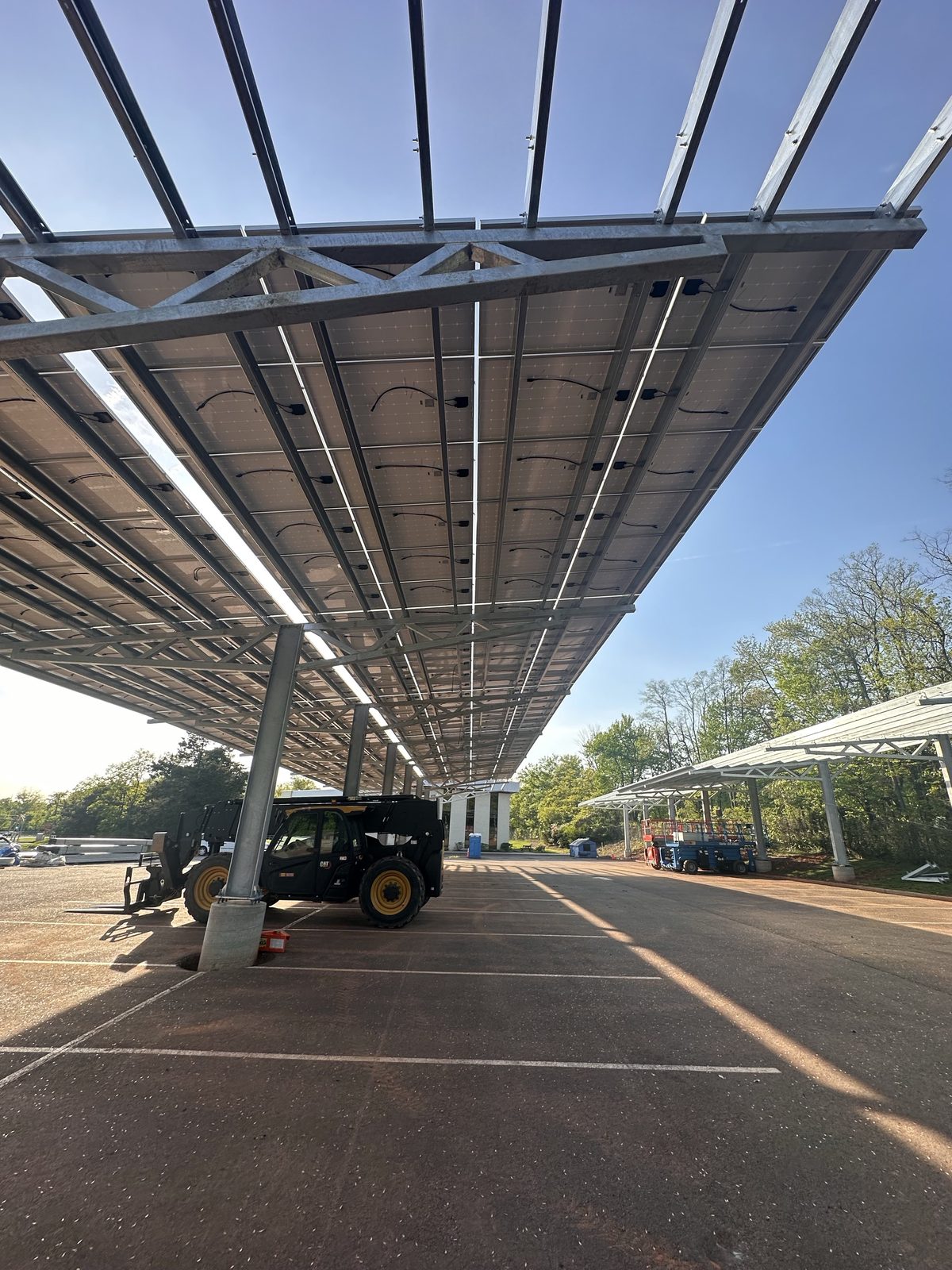 Solar carport canopy underside, installed by Wolf River Electric