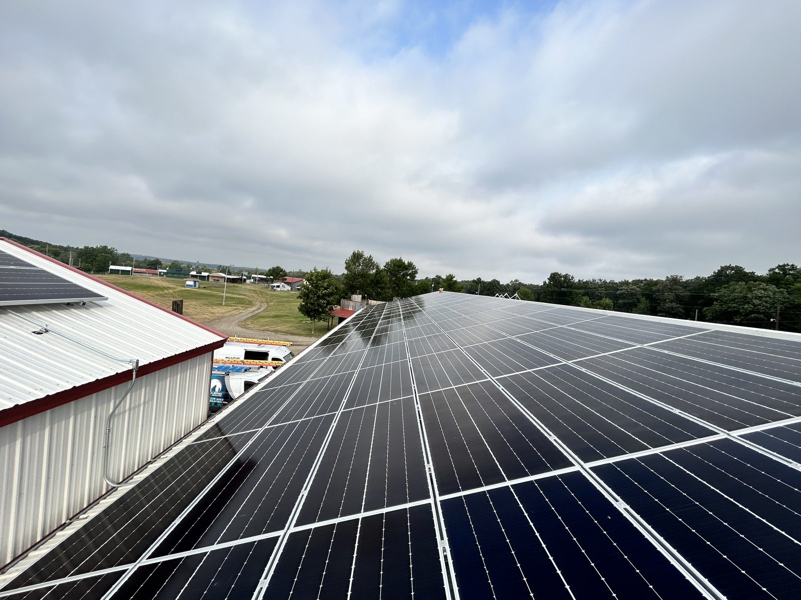 Solar on commercial flat roof, installed by Wolf River Electric