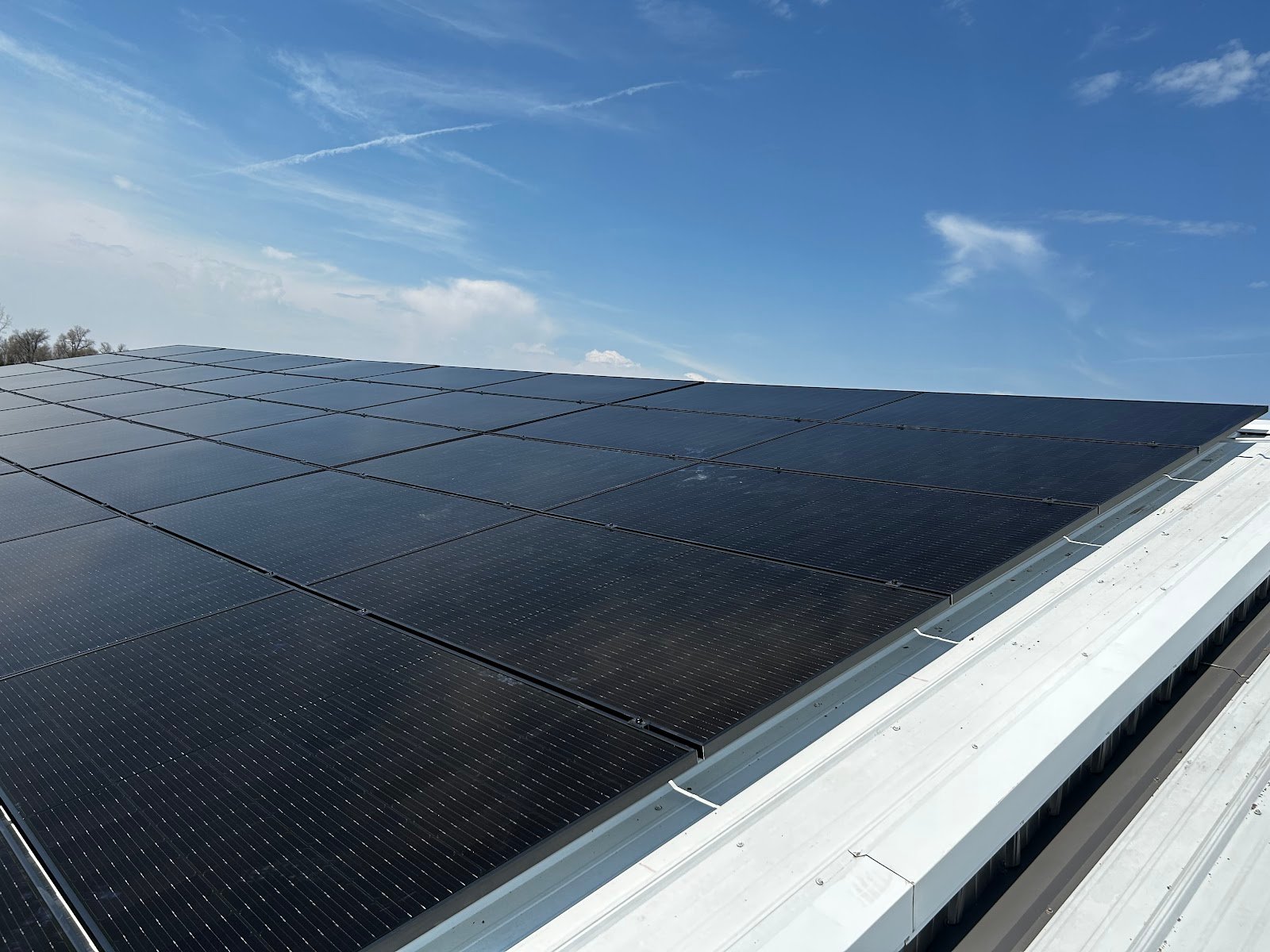 Solar panels close sky, installed by Wolf River Electric